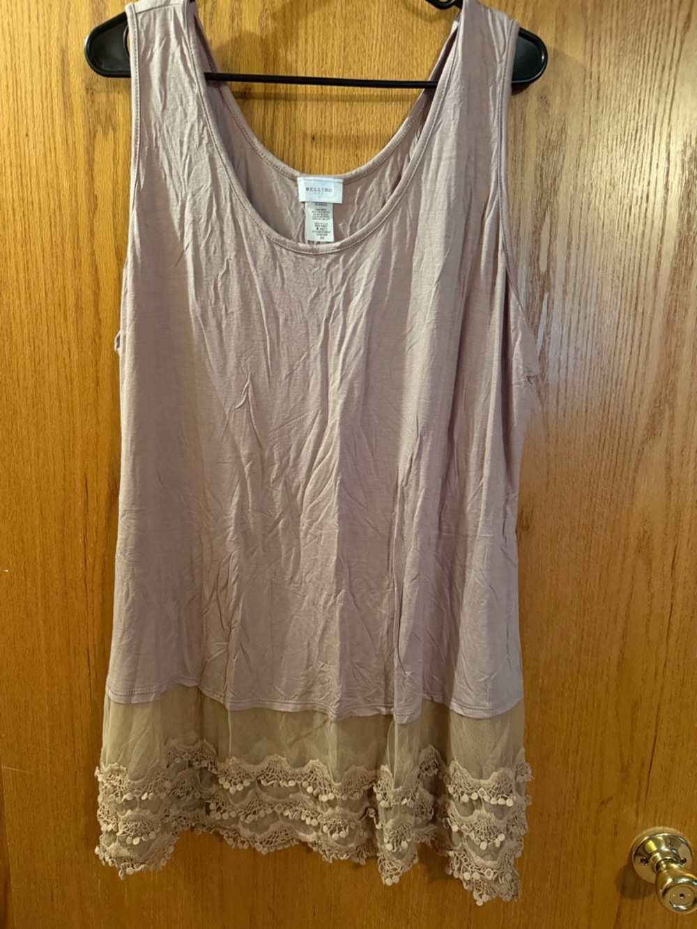 Bellino Clothing Blush Taupe Sleeveless Lace-Trim Tank